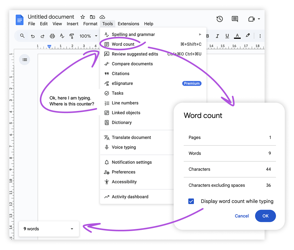 Google Docs Kostenloser Zeichenzähler